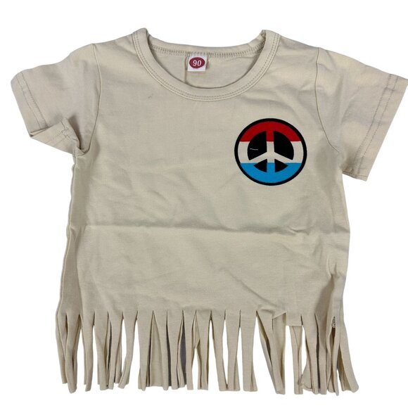 Girls 3-Piece Fringe Tee Tie-Dye Bell Bottoms & Headband Set - Size 2T - Picture 3 of 13